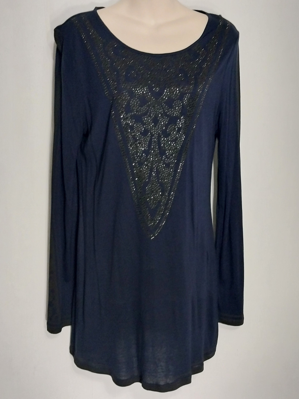 🔵BOGO FREE🔵 International Concepts Dress Long Sleeve Beaded Rayon Sz L